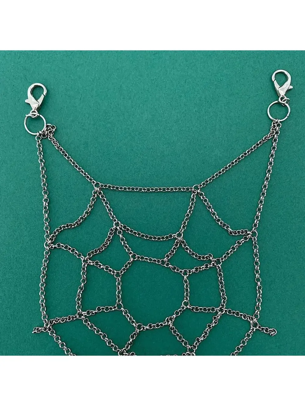Y2k Cyberpunk style spiderweb ️ silver pocket chain. Punk emo grunge style